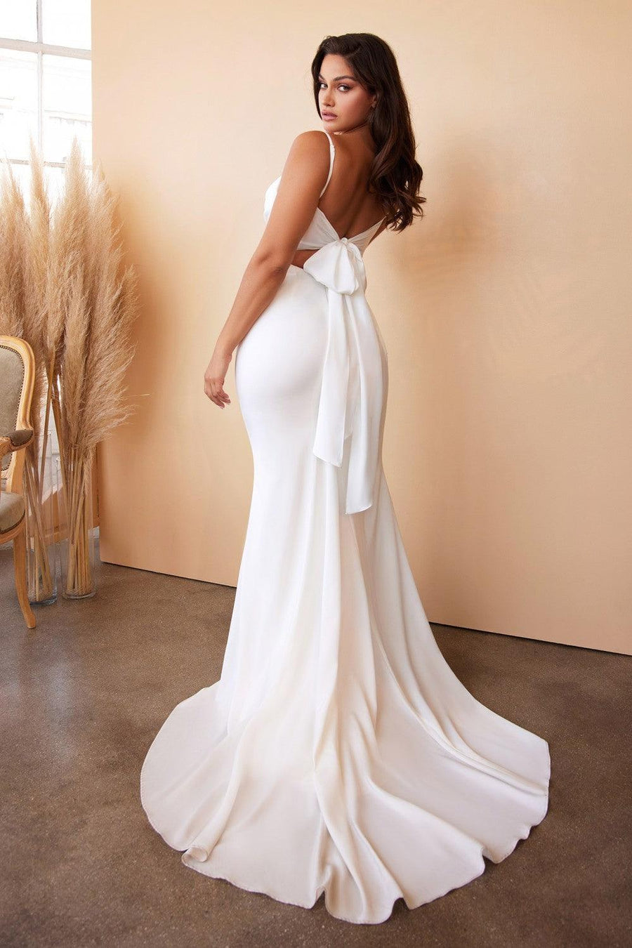 Tie Back Mermaid Wedding Dress - The Dress Outlet