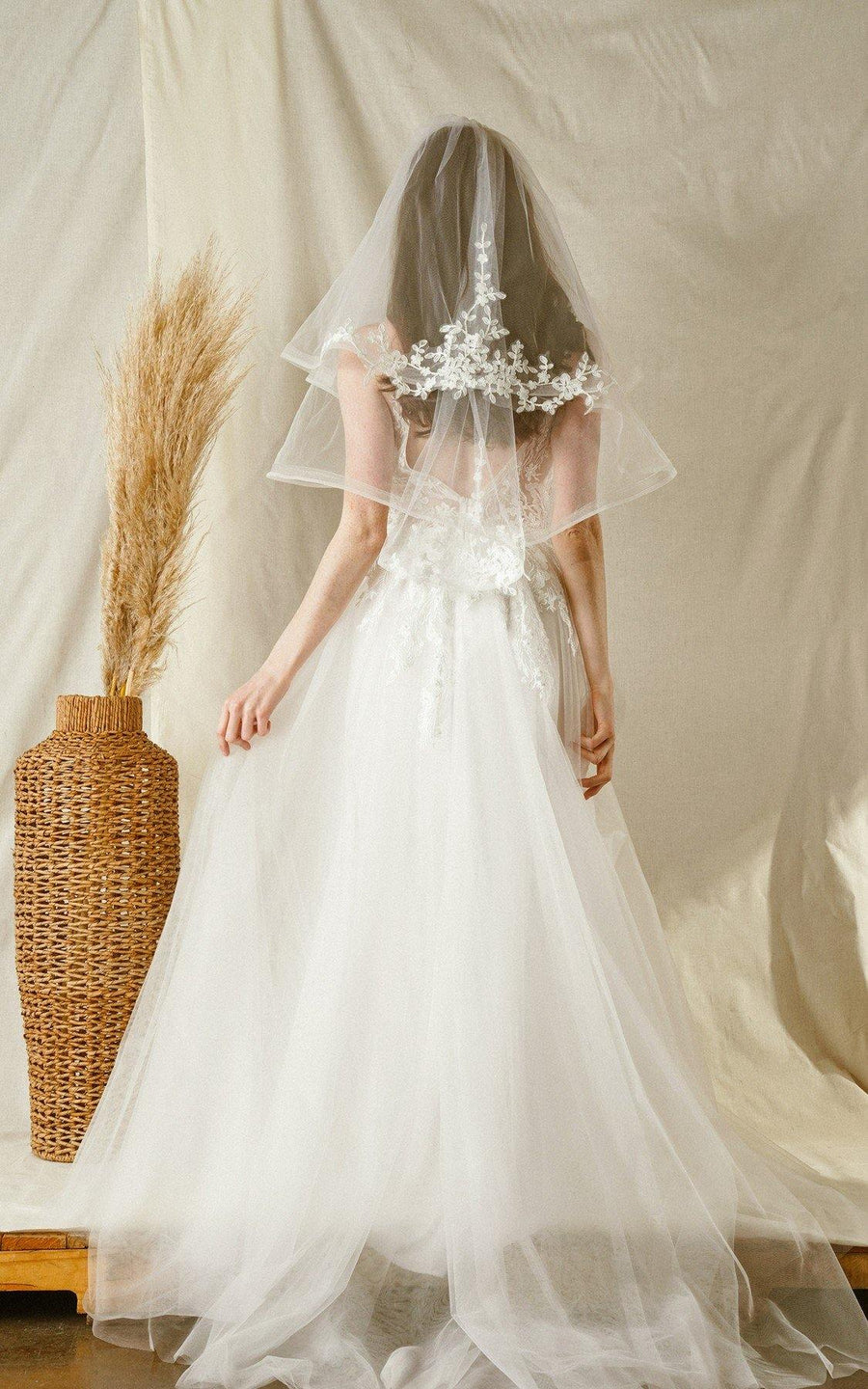 Two Layer Wedding Standard Length Embroidery Veil - The Dress Outlet