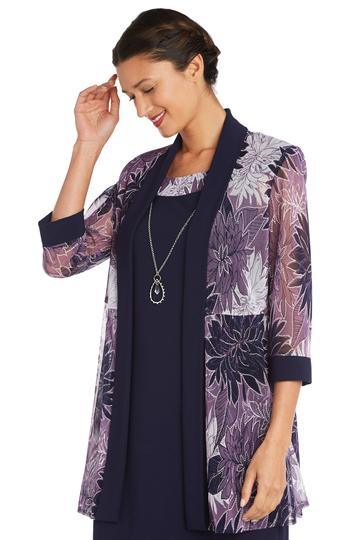 Two Piece Printed Jacket and Dress Set Petite Sale - The Dress Outlet