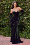 Velvet Long Formal Dress - The Dress Outlet