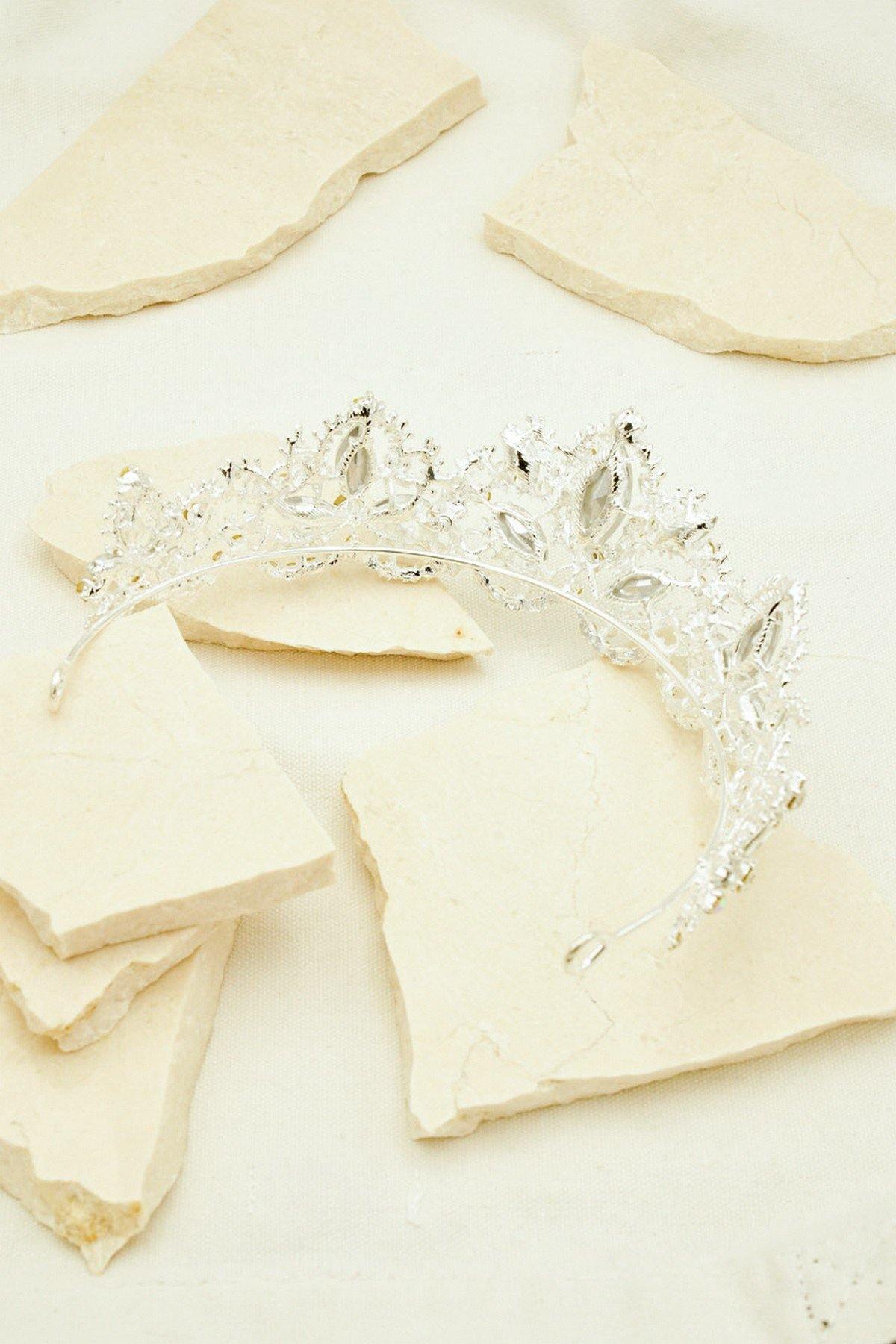 Wedding Crystal Embellish Leaves Tiara Crown - The Dress Outlet