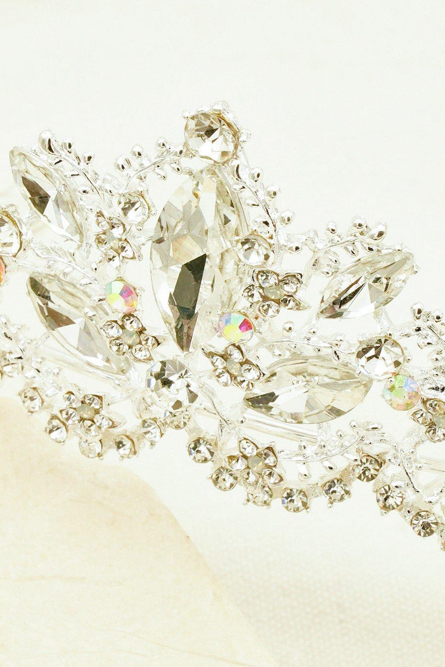 Wedding Crystal Embellish Leaves Tiara Crown - The Dress Outlet