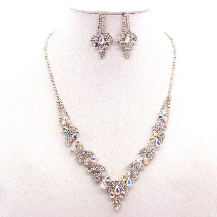 Wedding Crystal Embellished Rhinestone Necklace Set - The Dress Outlet