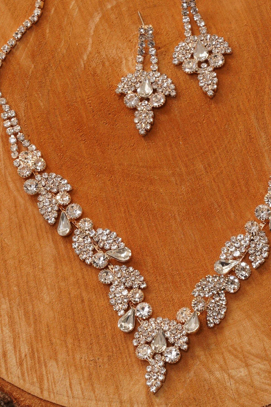 Wedding Crystal Embellished Rhinestone Necklace Set - The Dress Outlet