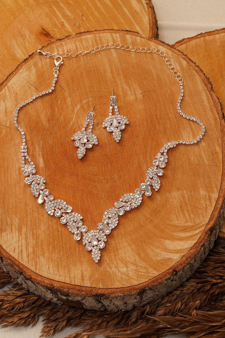 Wedding Crystal Embellished Rhinestone Necklace Set - The Dress Outlet