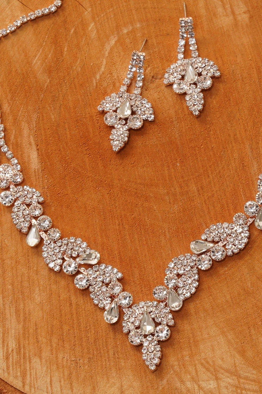 Wedding Crystal Embellished Rhinestone Necklace Set - The Dress Outlet