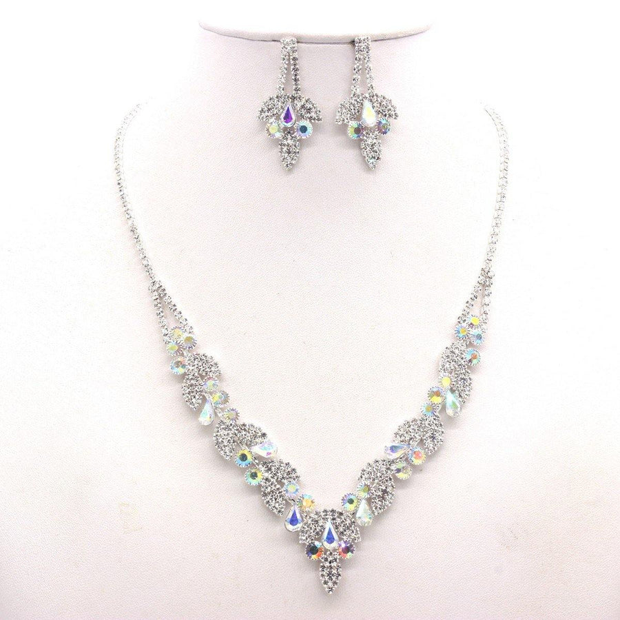 Wedding Crystal Embellished Rhinestone Necklace Set - The Dress Outlet