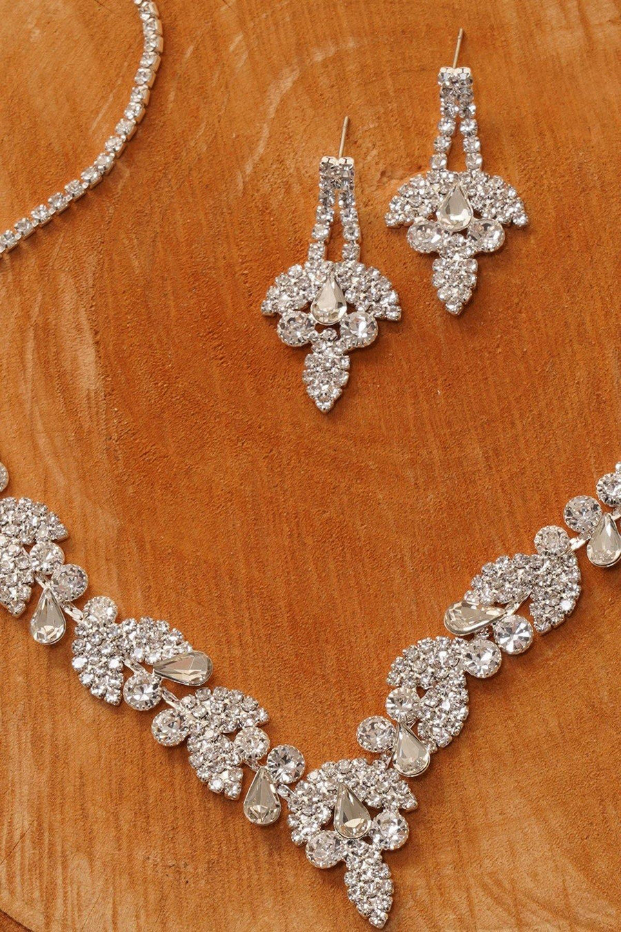 Wedding Crystal Embellished Rhinestone Necklace Set - The Dress Outlet