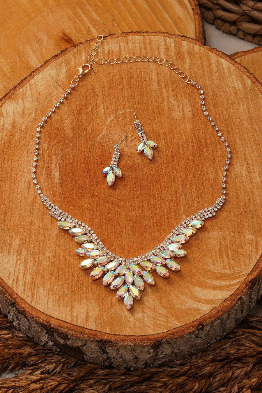 Wedding Cubic Zirconia Bridal Rhinestone Necklace Set - The Dress Outlet