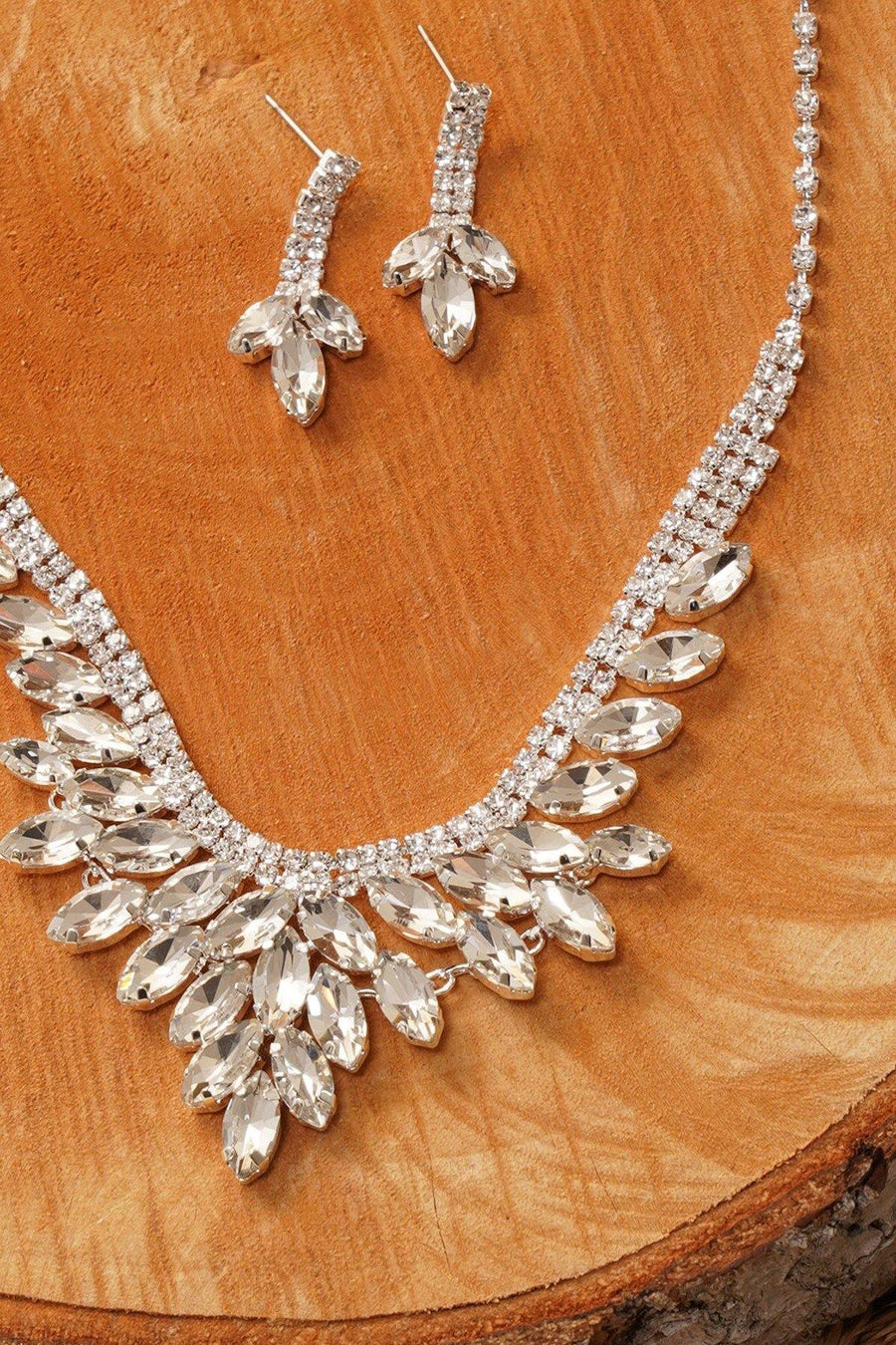 Wedding Cubic Zirconia Bridal Rhinestone Necklace Set - The Dress Outlet