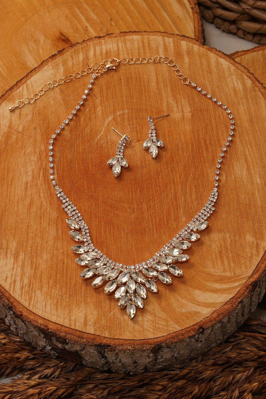 Wedding Cubic Zirconia Bridal Rhinestone Necklace Set - The Dress Outlet