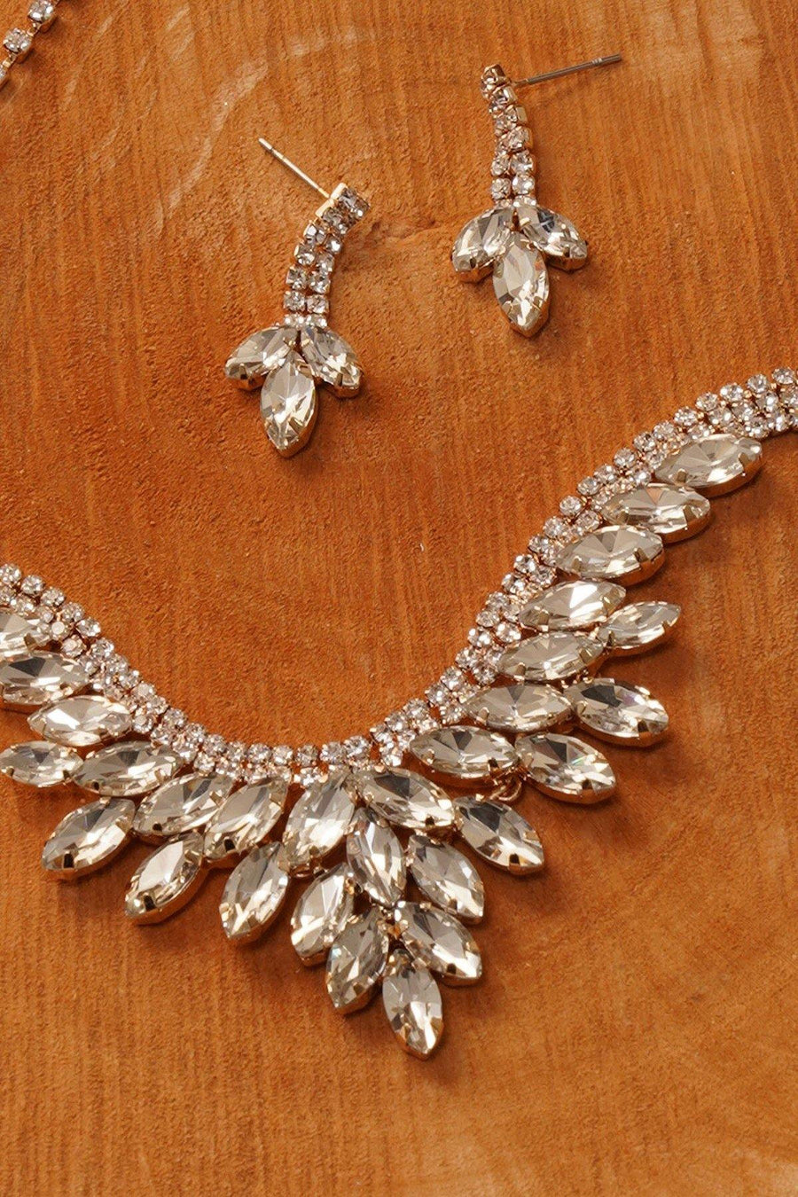 Wedding Cubic Zirconia Bridal Rhinestone Necklace Set - The Dress Outlet