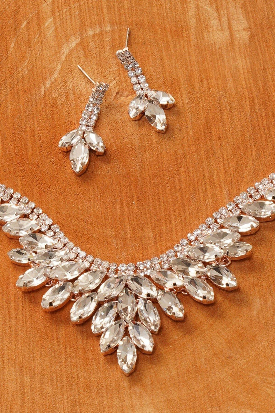 Wedding Cubic Zirconia Bridal Rhinestone Necklace Set - The Dress Outlet