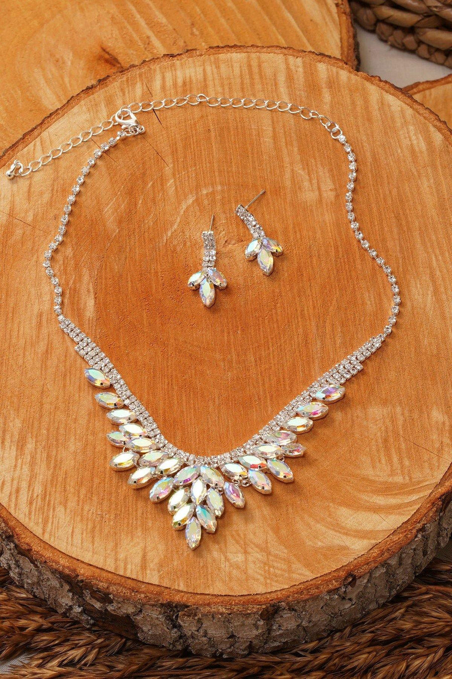 Wedding Cubic Zirconia Bridal Rhinestone Necklace Set - The Dress Outlet