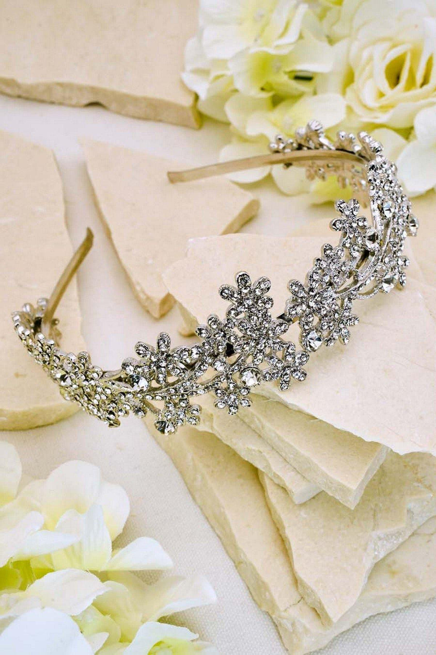 Wedding Headband Clear Crystal Garden Inspired - The Dress Outlet