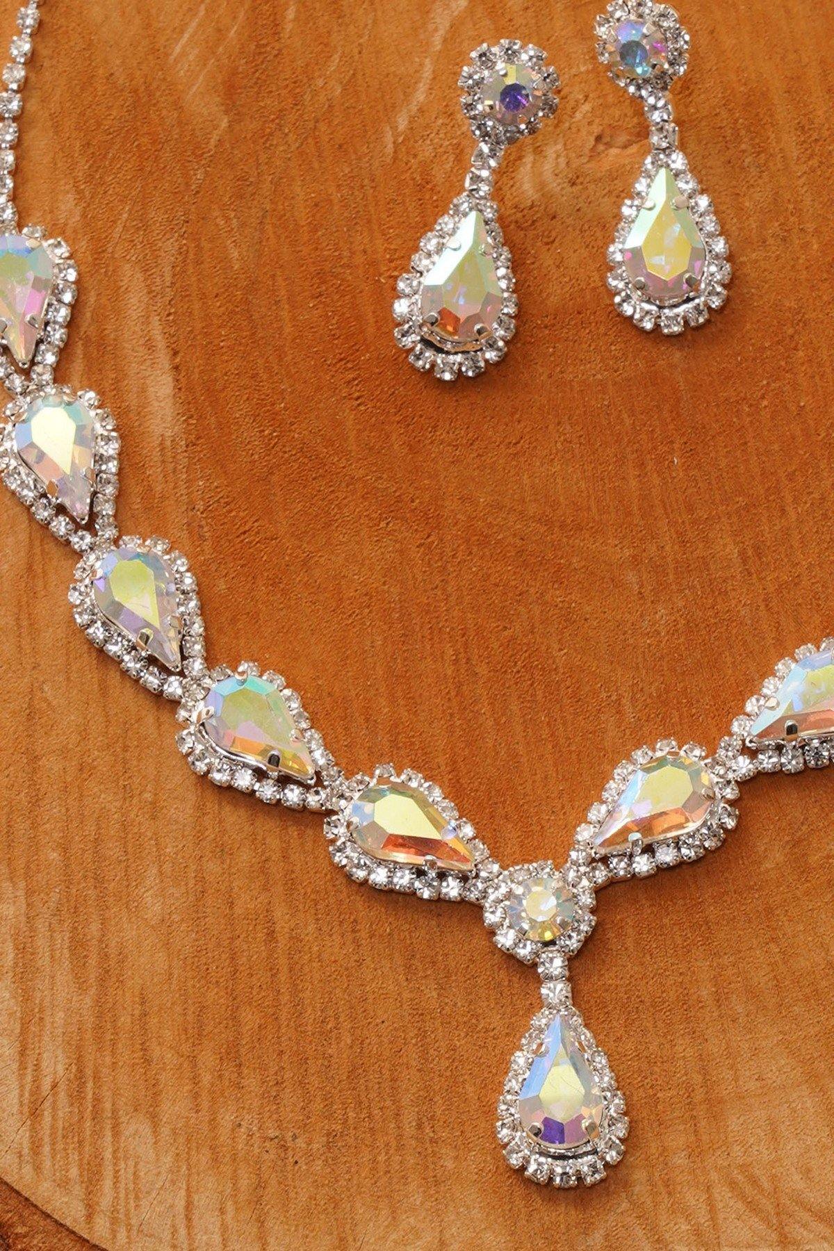 Wedding Rhinestone Necklace Set Bridal Jewelry - The Dress Outlet