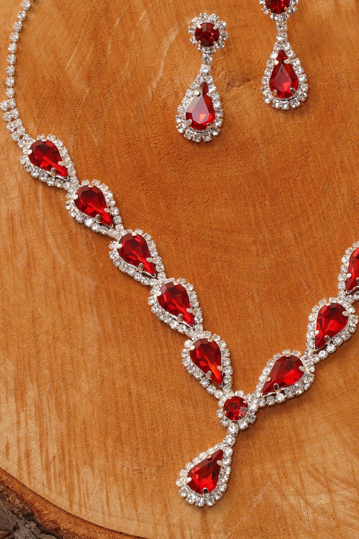 Wedding Rhinestone Necklace Set Bridal Jewelry - The Dress Outlet