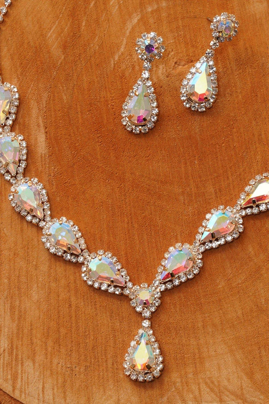 Wedding Rhinestone Necklace Set Bridal Jewelry - The Dress Outlet