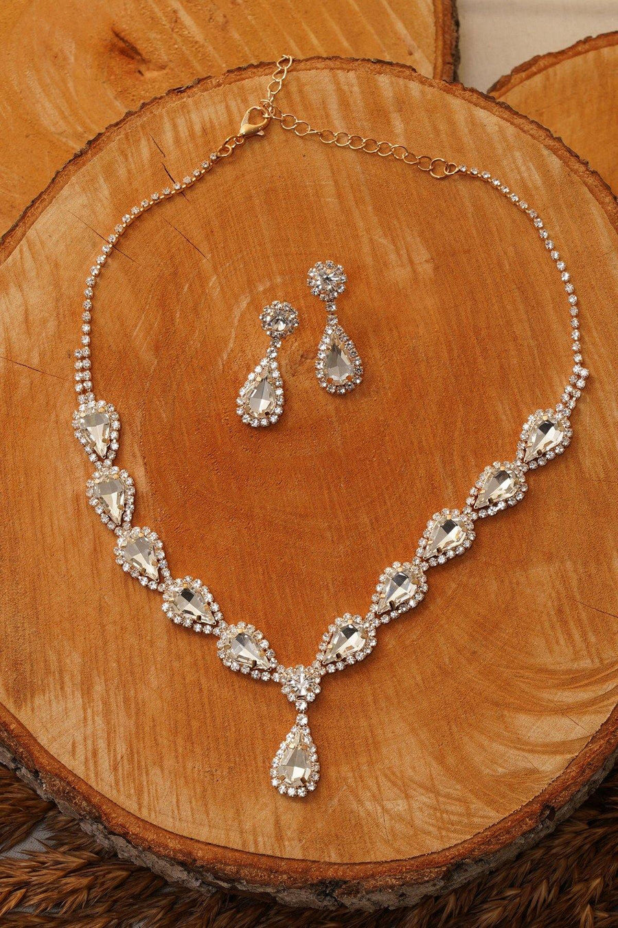 Wedding Rhinestone Necklace Set Bridal Jewelry - The Dress Outlet