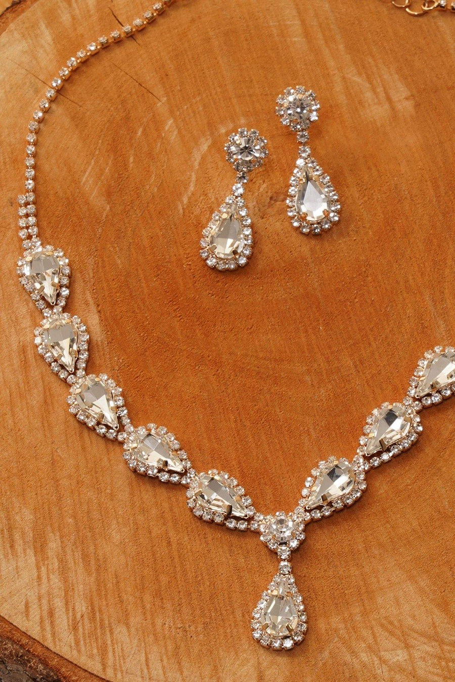 Wedding Rhinestone Necklace Set Bridal Jewelry - The Dress Outlet