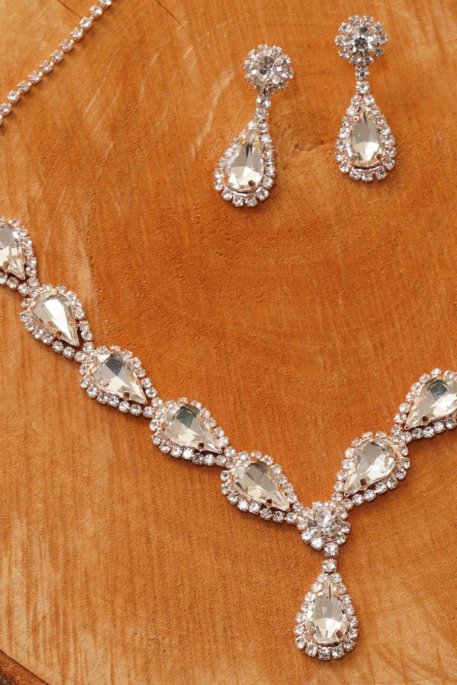 Wedding Rhinestone Necklace Set Bridal Jewelry - The Dress Outlet