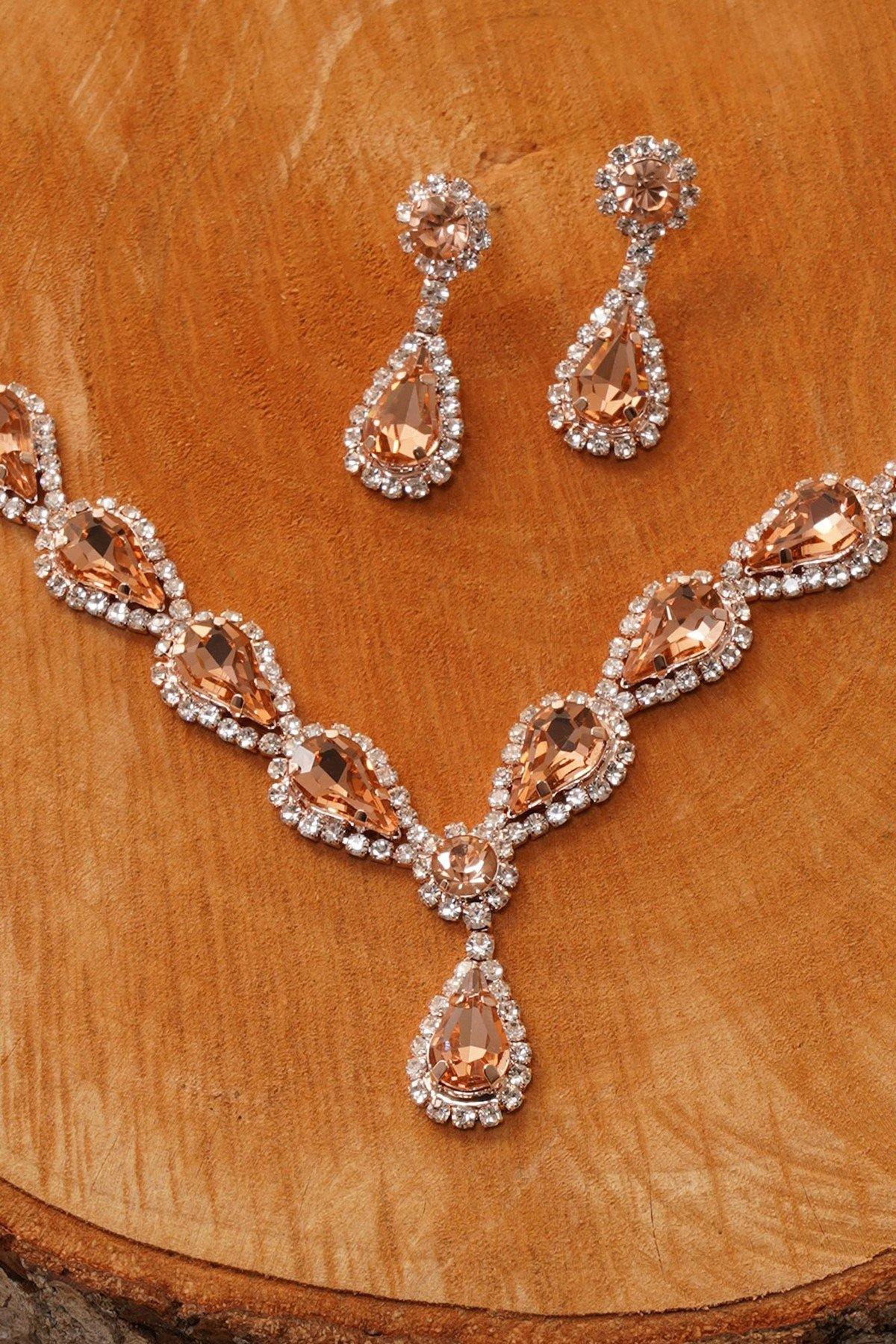 Wedding Rhinestone Necklace Set Bridal Jewelry - The Dress Outlet