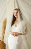 Wedding Short Waist Eyelash Lace Standard Veil - The Dress Outlet