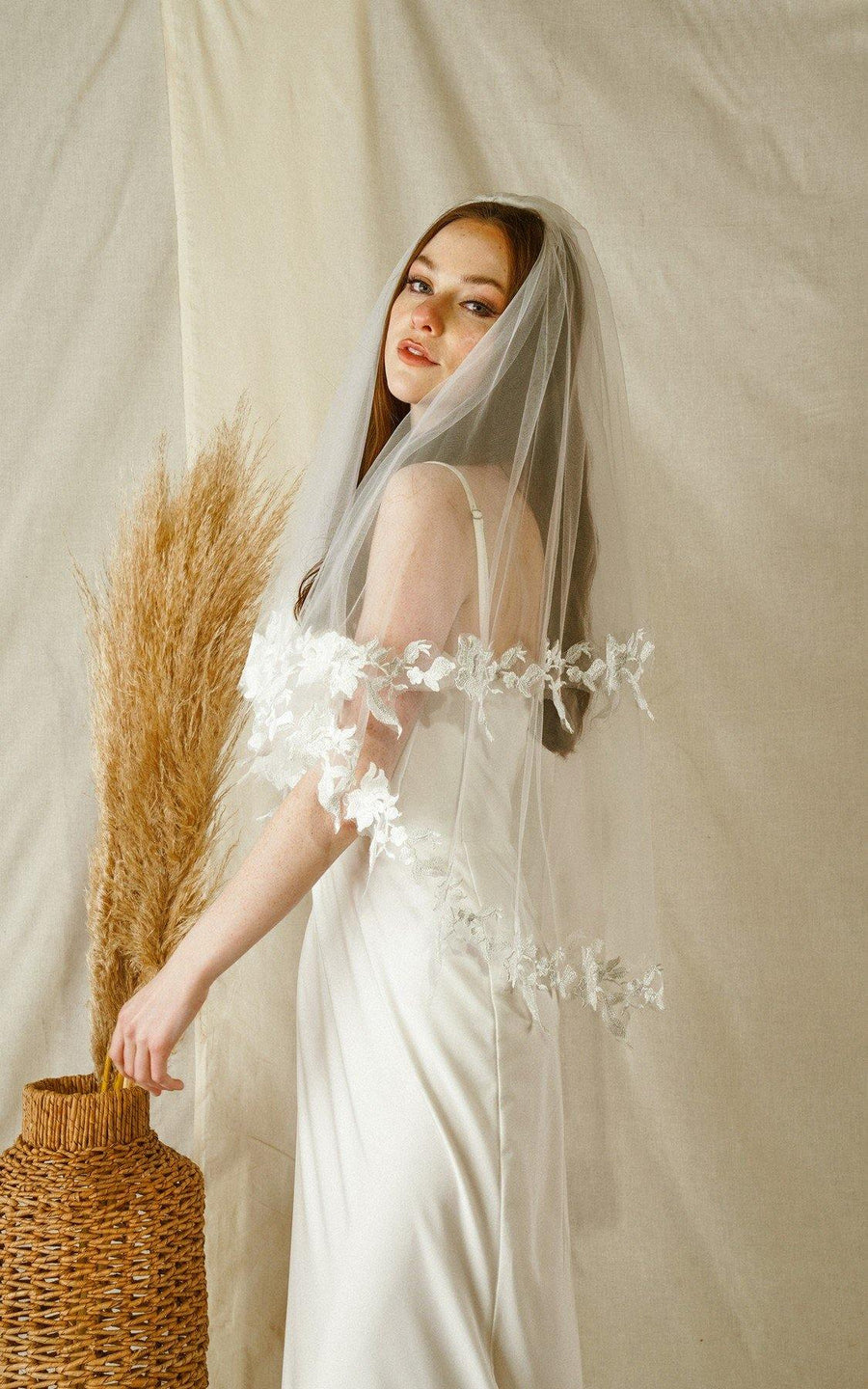 Wedding Veil Botanical Embroidery Standard Length - The Dress Outlet