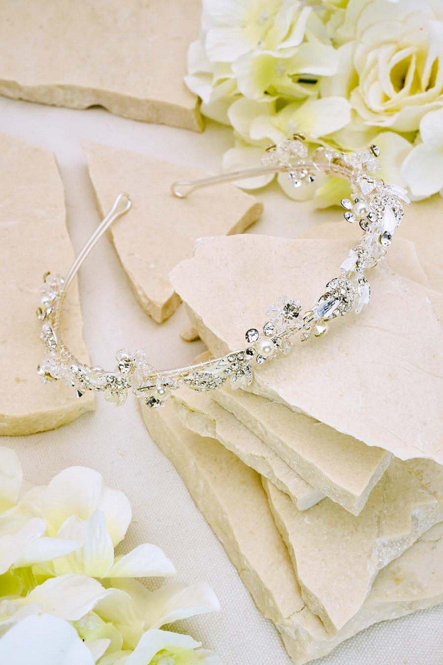 White Rhinestones Headband Bridal Wedding Headpiece - The Dress Outlet