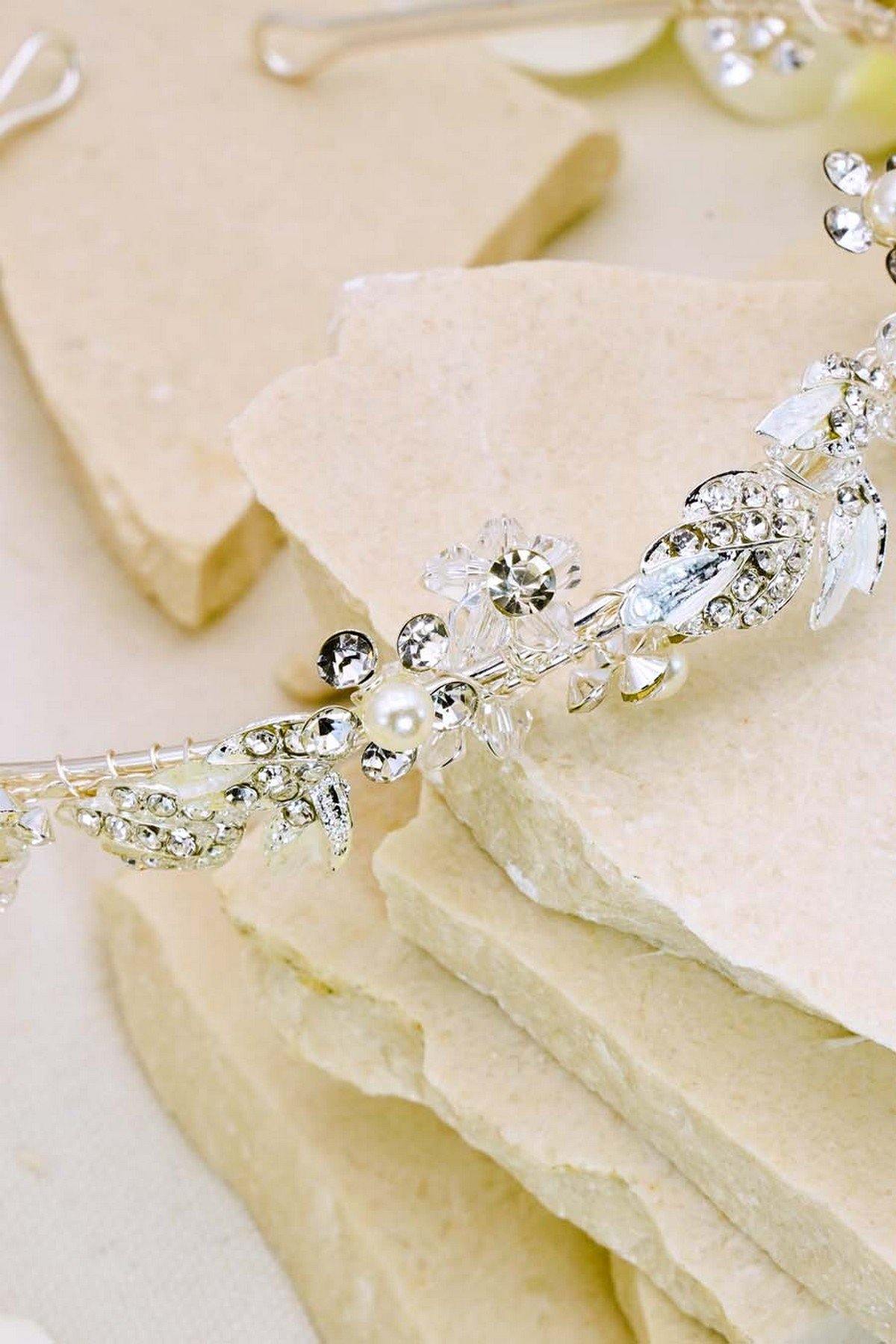 White Rhinestones Headband Bridal Wedding Headpiece - The Dress Outlet